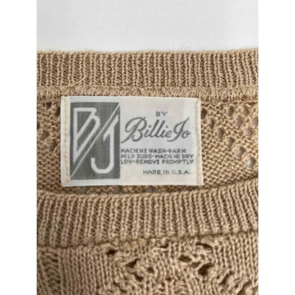 Billie Jo Sweater Womens Medium Beige Pointe Diamond Design Pullover Vintage - Picture 4 of 4